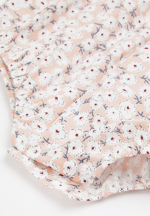 Pop Candy - Floral short sleeve playsuit - white & multi