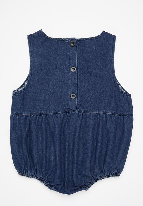 Pop Candy - Baby denim playsuit - blue