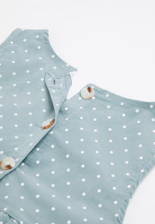 Pop Candy - Baby spot denim playsuit - grey