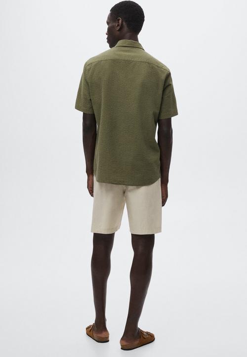 MANGO - Vicar seersucker shirt - khaki