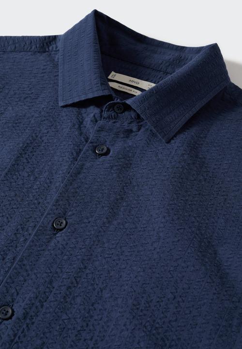 MANGO - Vicar seersucker shirt - navy