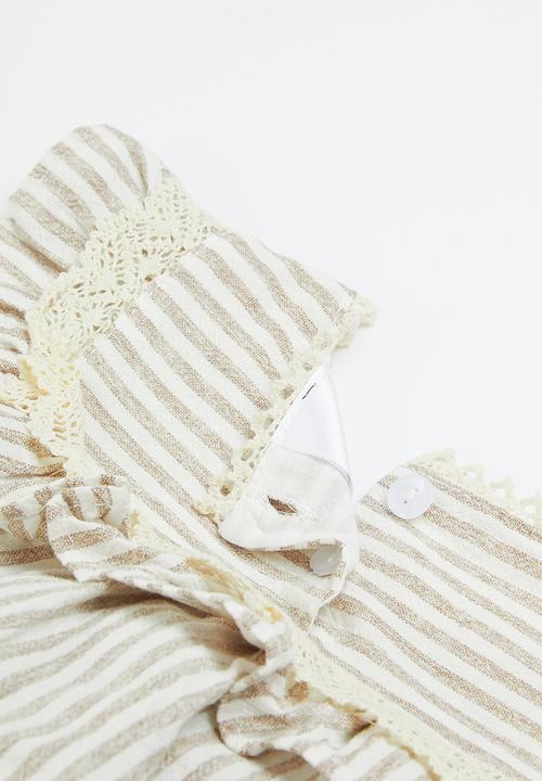 Pop Candy - Baby stripe playsuit - stone