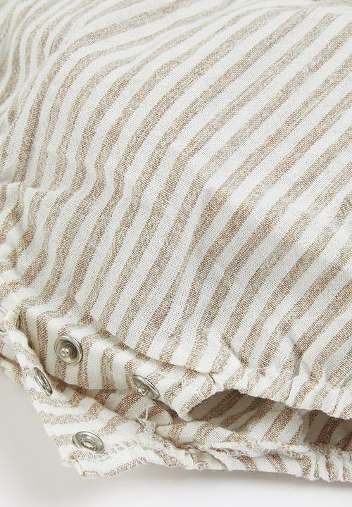 Pop Candy - Baby stripe playsuit - stone