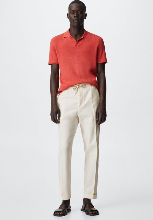 MANGO - Flak trousers - cream