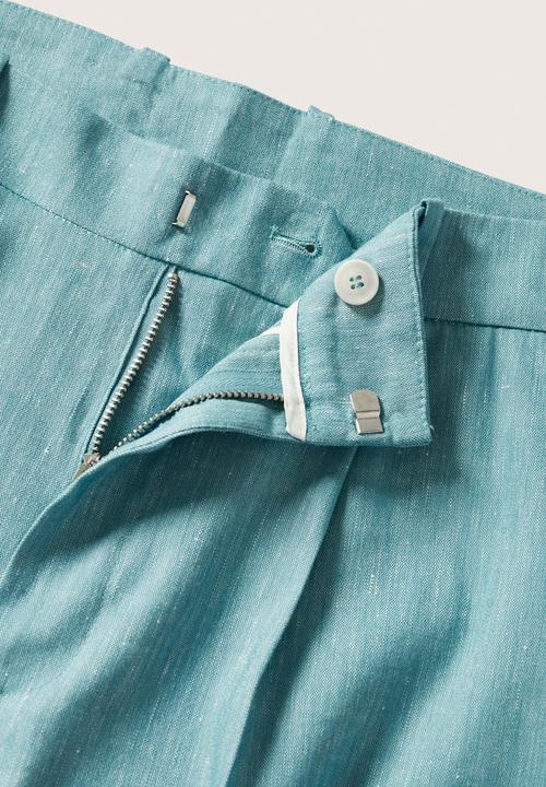 MANGO - Godard pleated linen trousers - blue
