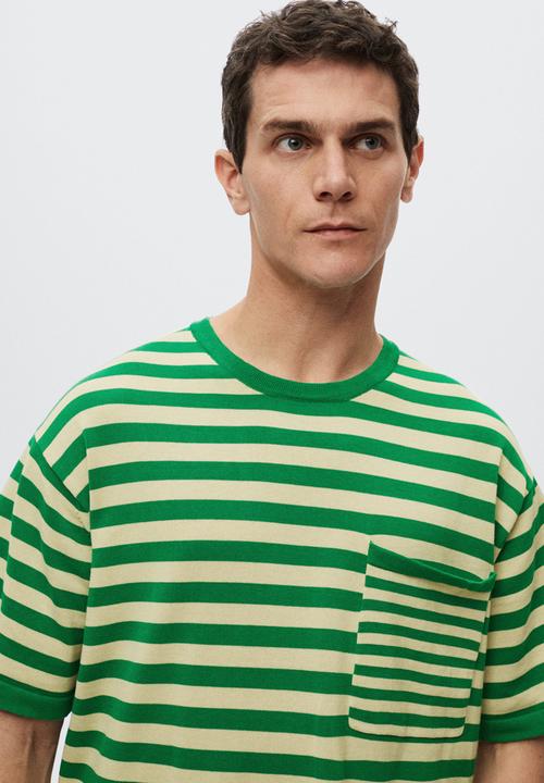 MANGO - Thor striped T-shirt  - green