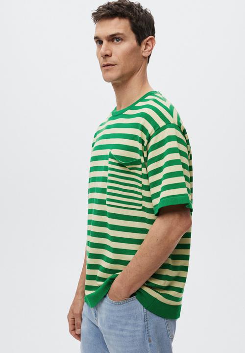 MANGO - Thor striped T-shirt  - green