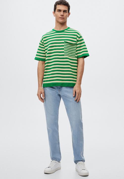 MANGO - Thor striped T-shirt  - green