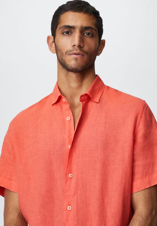 MANGO - Luz short sleeve shirt - orange