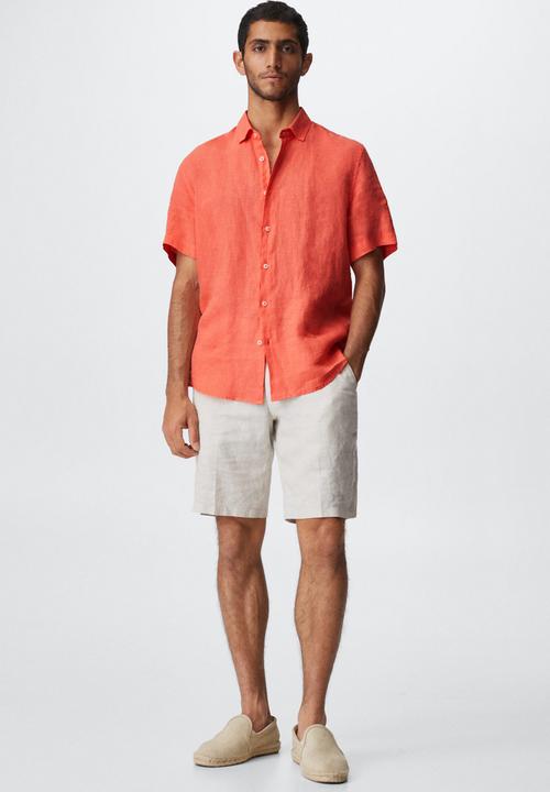 MANGO - Luz short sleeve shirt - orange