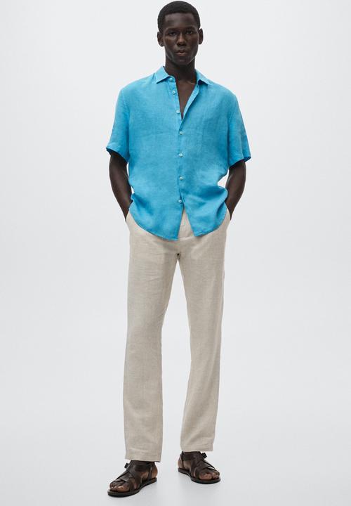 MANGO - Luz short sleeve shirt - blue