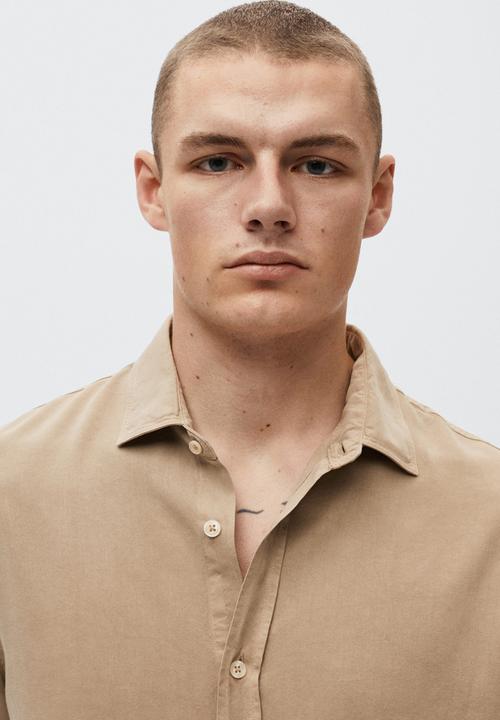 MANGO - Padul short sleeve shirt - light brown