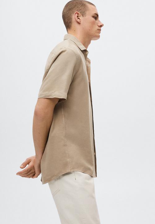 MANGO - Padul short sleeve shirt - light brown