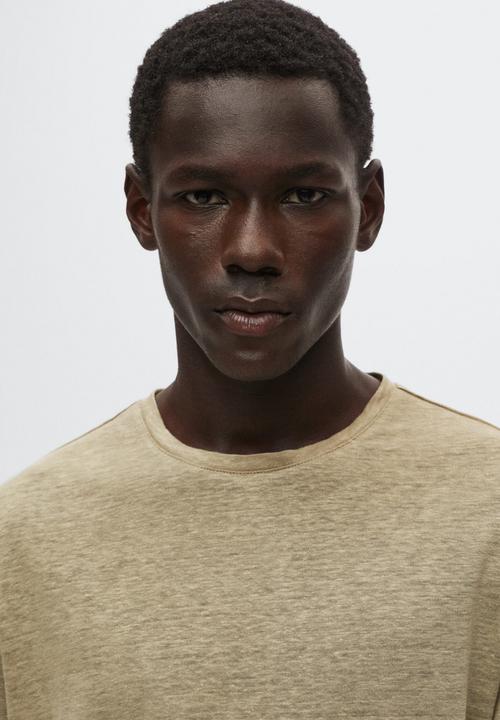 MANGO - Limanb linen t-shirt - beige