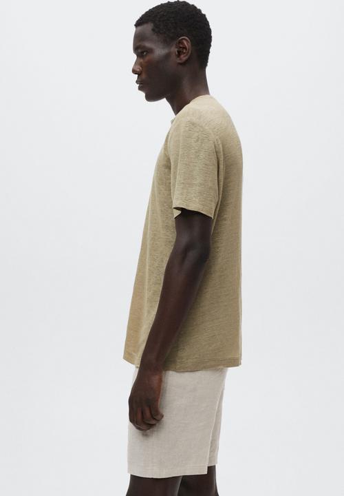 MANGO - Limanb linen t-shirt - beige