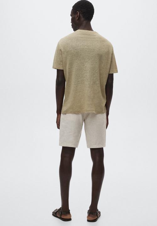 MANGO - Limanb linen t-shirt - beige