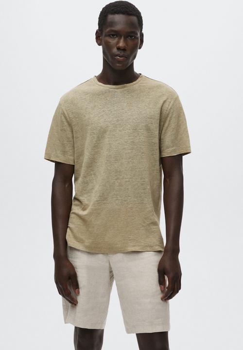 MANGO - Limanb linen t-shirt - beige