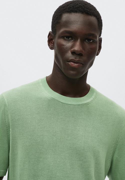 MANGO - Llino linen t-shirt - green