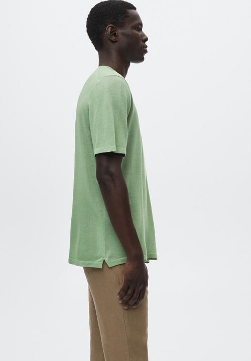 MANGO - Llino linen t-shirt - green