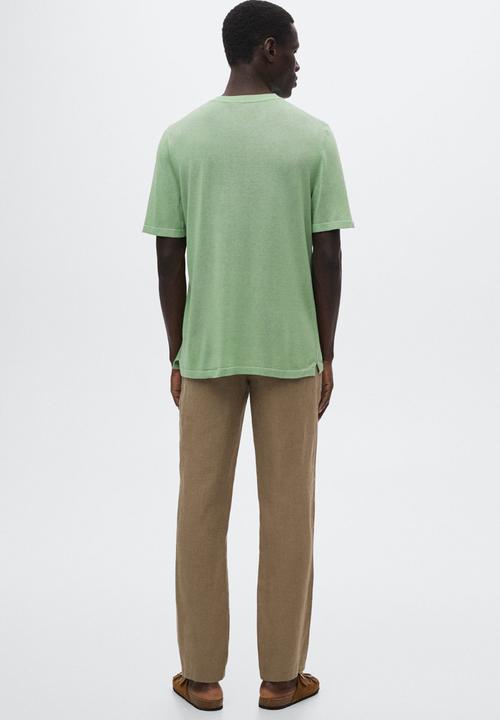 MANGO - Llino linen t-shirt - green