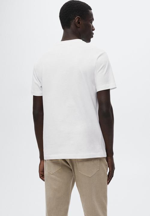 MANGO - Chelsea sustainable v-neck tee - white