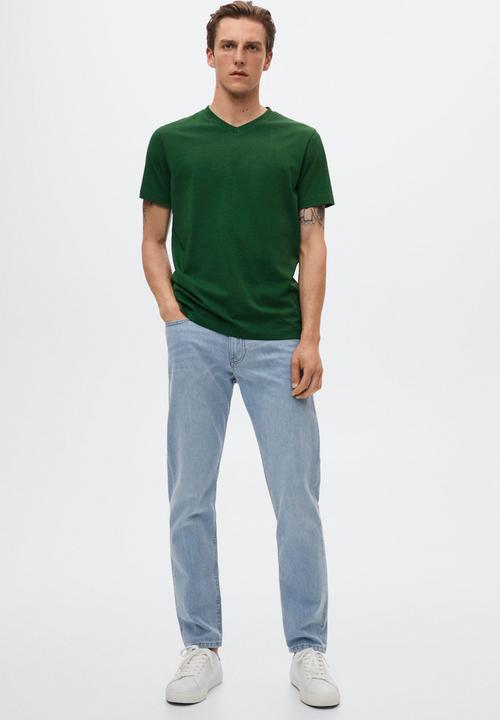 MANGO - Chelsea sustainable v-neck tee - green