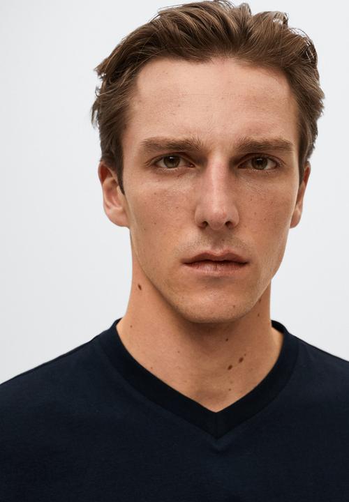 MANGO - Chelsea sustainable v-neck tee - navy