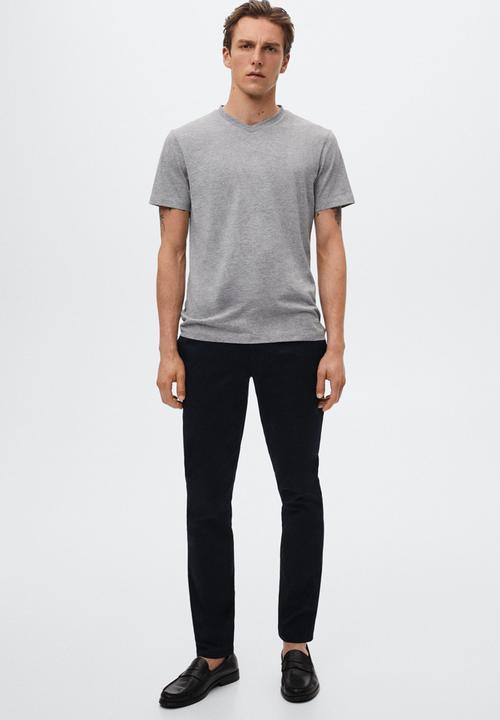 MANGO - Chelsea sustainable v-neck tee - grey