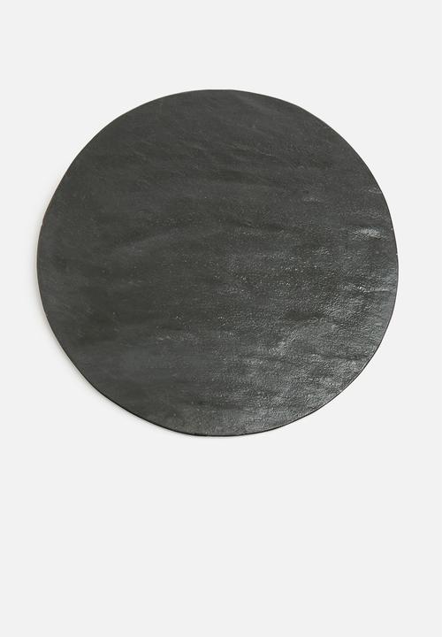 Sixth Floor - Slate circle shaped serving platter - black