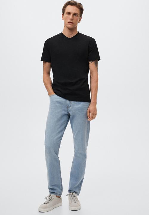 MANGO - Chelsea sustainable v-neck tee - black