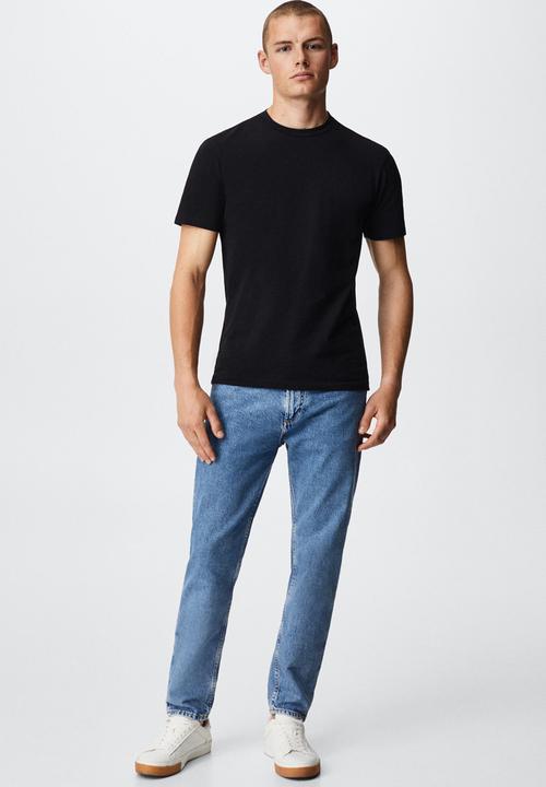 MANGO - Stretch t-shirt  - black