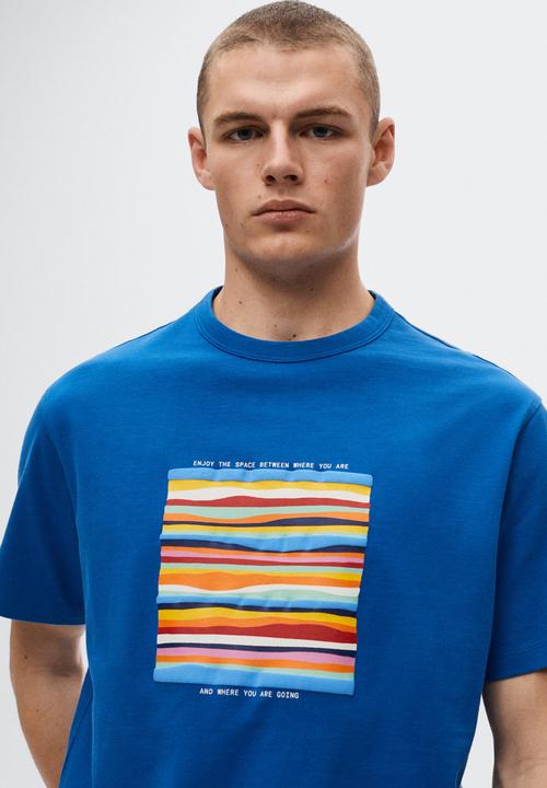 MANGO - Mont printed t-shirt  - blue