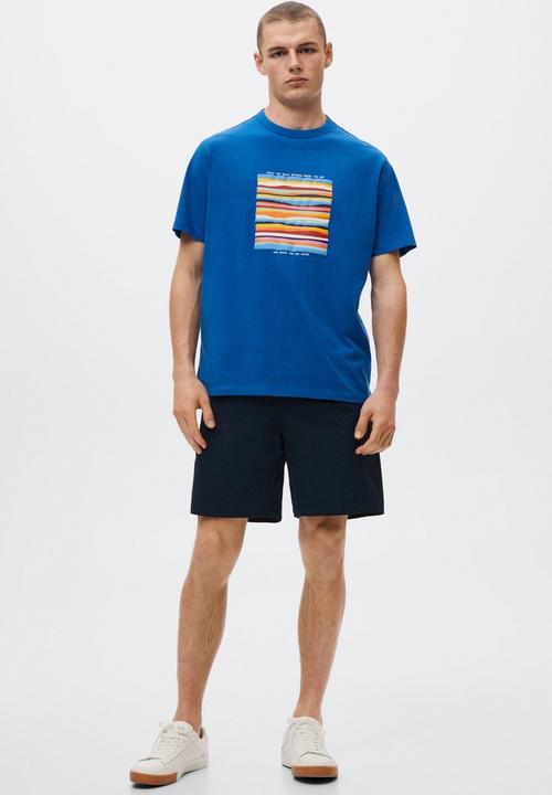 MANGO - Mont printed t-shirt  - blue