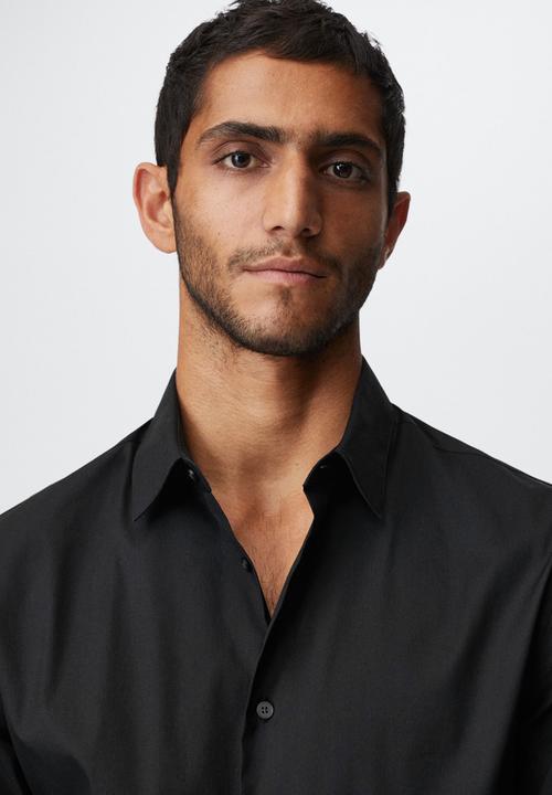 MANGO - Emotion slim fit shirt  - black