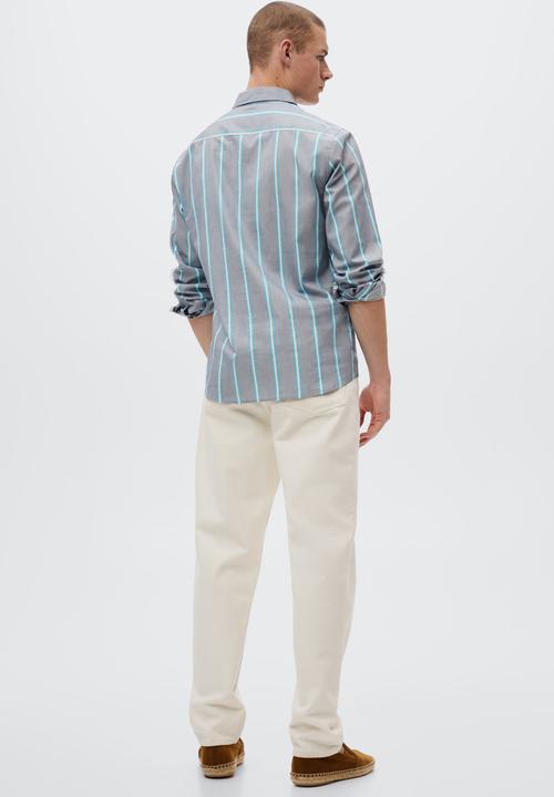 MANGO - Antilla striped cotton shirt - navy