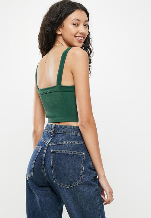 Cotton On - Seamless nelly straight neck tank - scholar green