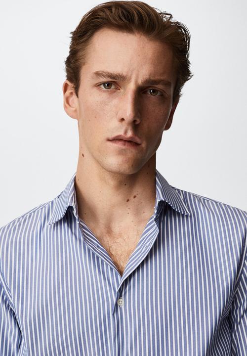 MANGO - Active formal striped - blue