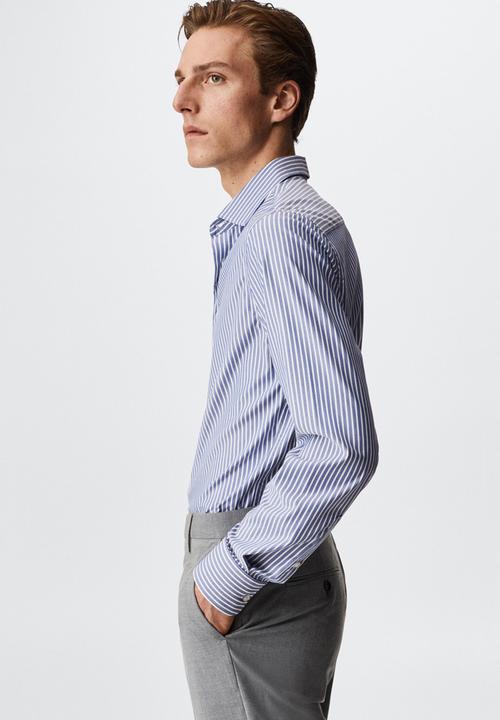 MANGO - Active formal striped - blue