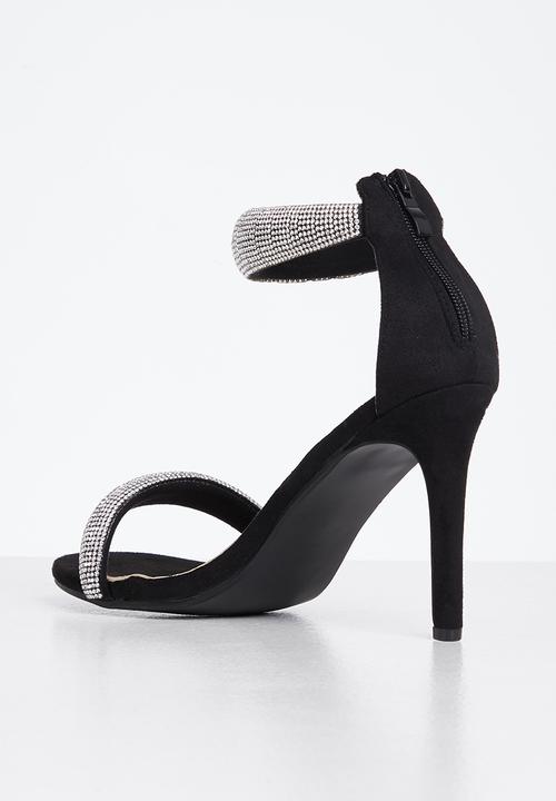 Madison® - Ava ankle tie stiletto heel - black