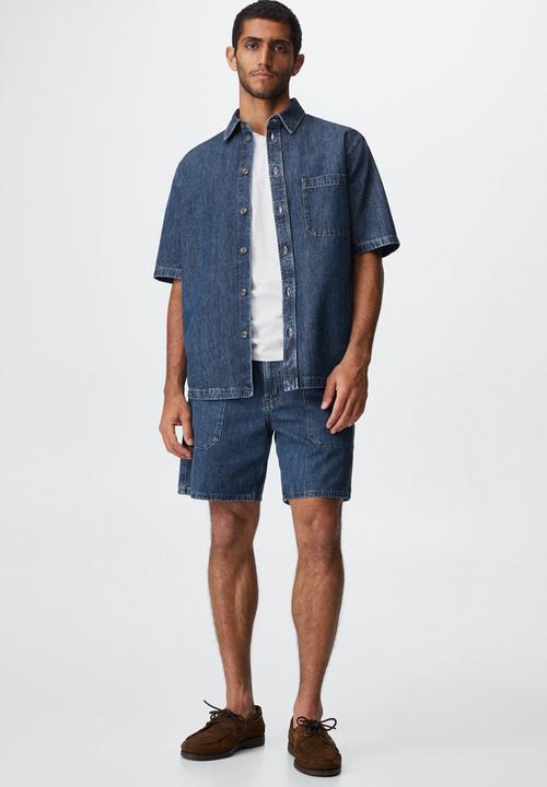 MANGO - Faro short sleeve denim shirt - blue