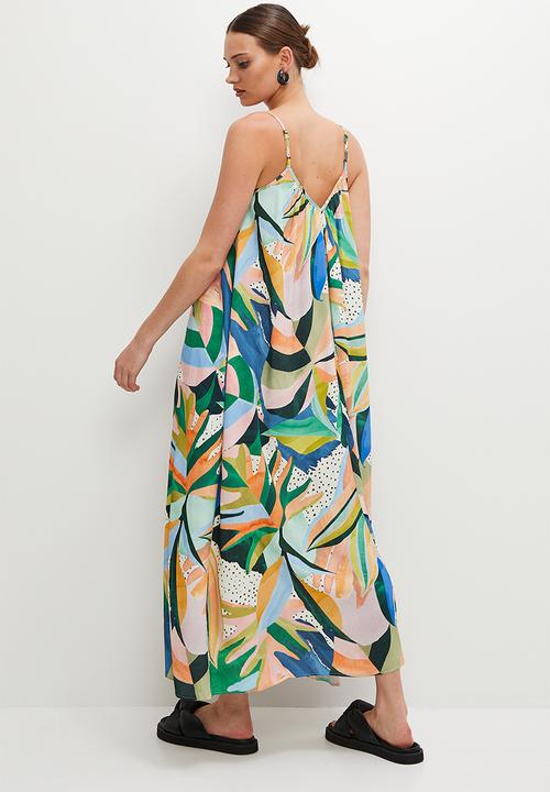 Superbalist - Midi trapeze dress - tropical abstract