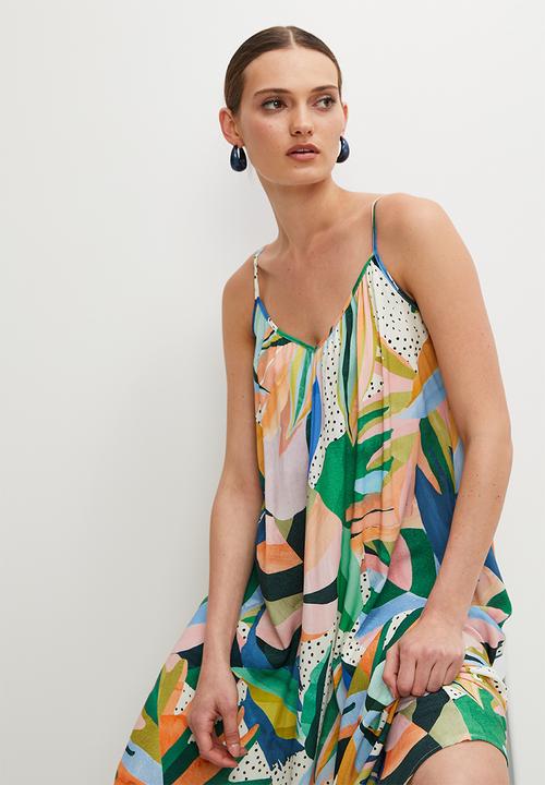 Superbalist - Midi trapeze dress - tropical abstract