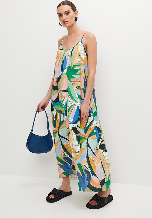 Superbalist - Midi trapeze dress - tropical abstract