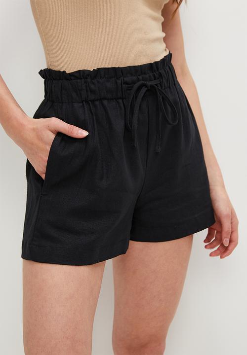 Superbalist - Linen drawstring shorts - black