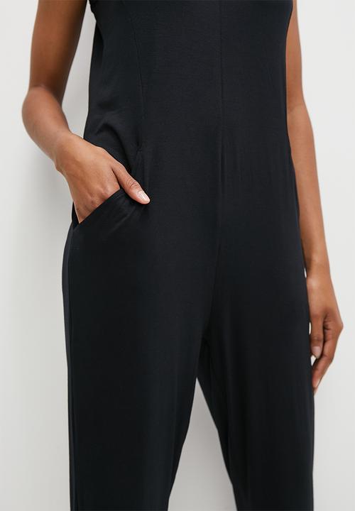 edit - Panel pocket detail harem jumpsuit - black