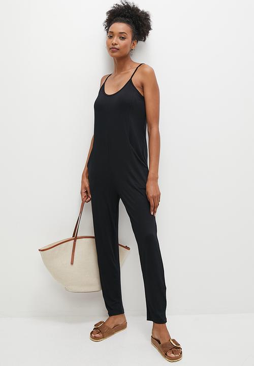 edit - Panel pocket detail harem jumpsuit - black