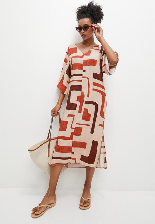 edit - Woven slit detail tee dress - multi