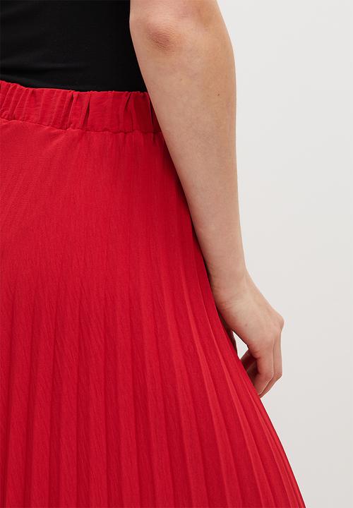 VELVET - Pleated palazzo pant - red