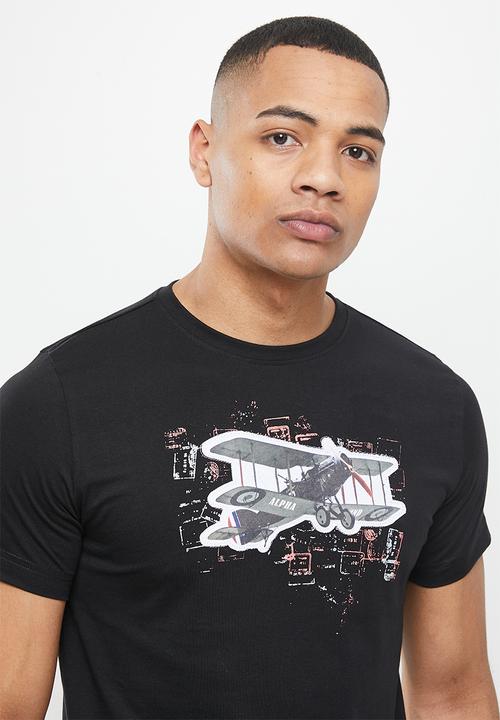 Alpha Industries - Aero graphic print applique - black
