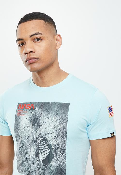 Alpha Industries - Moonlanding nasa print - skye blue